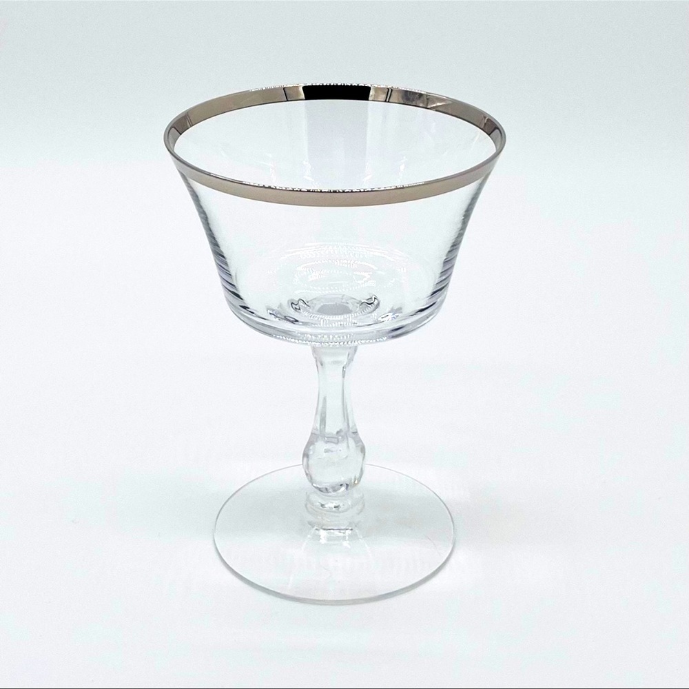 Fostoria Sheffield Platinum Rim Champagne Sherbet Glass. 11 Glasses Available - Picture 2 of 2